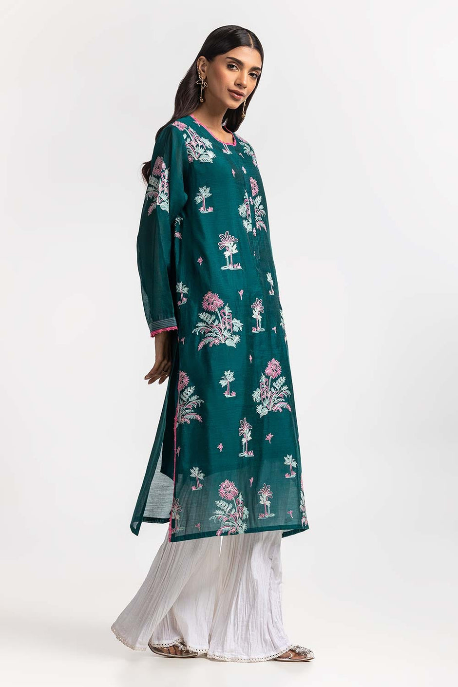 Dyed Cottonsilk Embroidered Shirt GLS-24-73