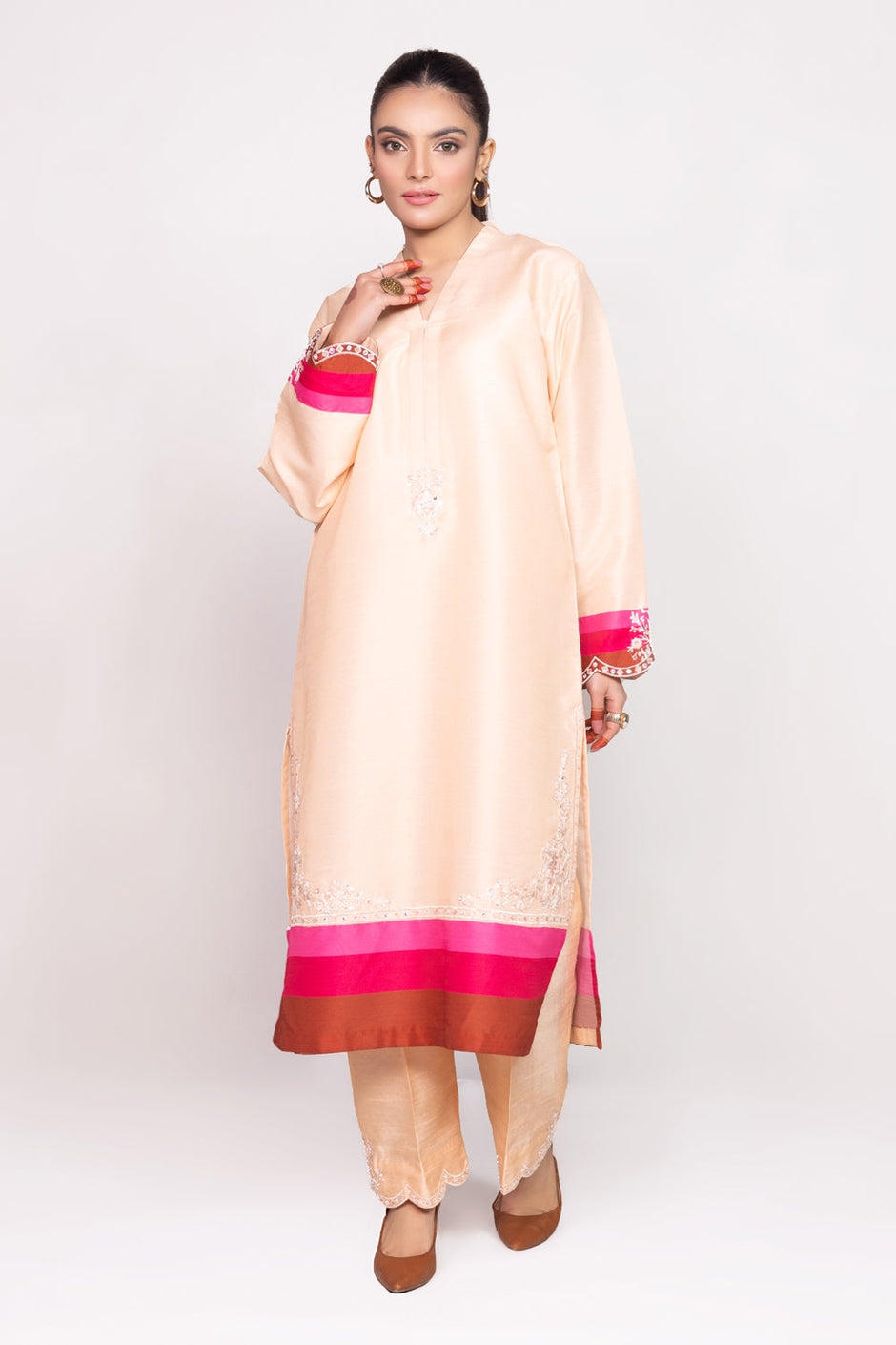 Needle Craft raw-silk Printed Embroidered Shirt WGK-RSS-PE-2088