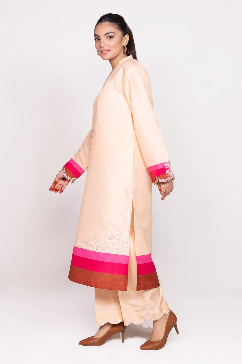 Needle Craft raw-silk Printed Embroidered Shirt WGK-RSS-PE-2088